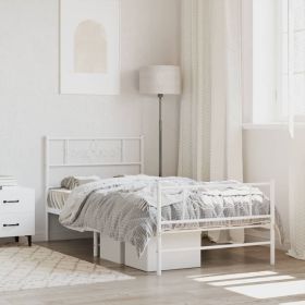 Bed Frame White Steel Single Modern Bed Frame Rectangular