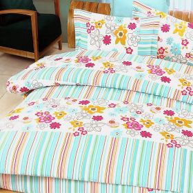 Blancho Bedding - [Blooming Flowers] 100% Cotton 5PC Comforter Set (Queen Size)