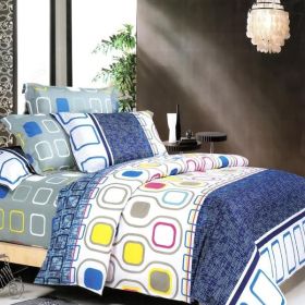 Blancho Bedding - [Navy Design] 100% Cotton 5PC Comforter Set (Queen Size)