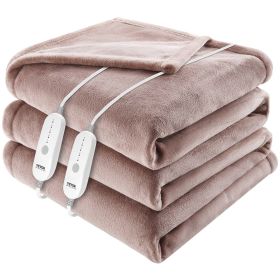 VEVOR Heated Blanket Electric Throw, 84" x 90" Queen Size, Soft Flannel Heating Blanket with 10 Hours Timer Auto-off & 5 Heating Levels, Dual Con