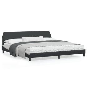Bed Frame without Mattress Black and White 76"x79.9" Faux Leather
