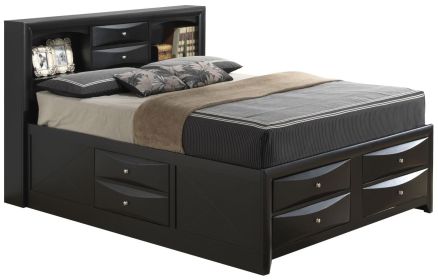 Stylish Black Queen Storage Bed With Modern Design