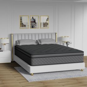 Queen Mattress, 12-Inch Hybrid in A Box | Medium Firm, Cooling Comfort & Motion Isolation, Pocketed Springs, Edge Support | CertiPUR-US Certified (Color: Grey, size: Queen Size)