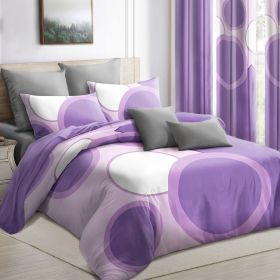 9 Piece in a Bag Thick Touch Bed Cover Curtain Set, Upgraded Luxury Bedspread Set, Bamboo microfiber All Season Bedding-Set For Home, RV Beding (Color: Purple Dot, size: KING)