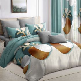 9 Piece in a Bag Thick Touch Bed Cover Curtain Set, Upgraded Luxury Bedspread Set, Bamboo microfiber All Season Bedding-Set For Home, RV Beding (Color: Green Dot, size: QUEEN)