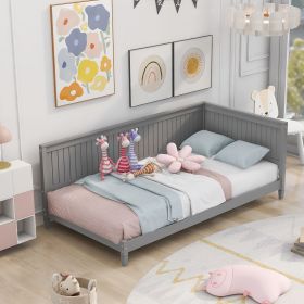 Twin Size Wood Daybed/Sofa Bed (Color: gray)