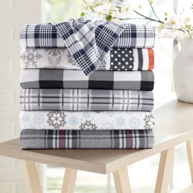 Kathy Ireland 100% Turkish Cotton Flannel Sheet Set (Color: Gray Blue Frost, size: QUEEN)