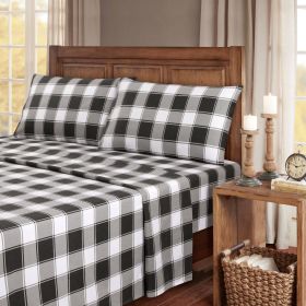Kathy Ireland 100% Turkish Cotton Flannel Sheet Set (Color: Gingham Plaid, size: QUEEN)