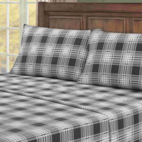 Kathy Ireland 100% Turkish Cotton Flannel Sheet Set (Color: Eden Plaid, size: QUEEN)