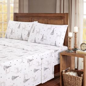 Kathy Ireland 100% Turkish Cotton Flannel Sheet Set (Color: Christmas Deer, size: Full)