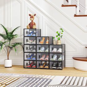 6/12/18/24/36PCS Stackable Shoe Storage Cabinet with Clear Front Door Plastic Sneaker Organizer Box for Entryway Closet or Bedroom Dustproof Shoe (size: 12PCS)