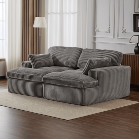 Double Chaise Lounge Chair Indoor,Oversized Upholstered Sleeper Cloud Couch,Deep Seat Luxury Sofa Bed,Sectional Sofa Chaise Love-seat (Color: Grey)