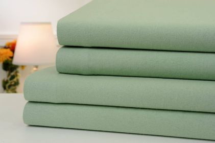Bibb Home Solid Flannel 4 Piece Sheet Set (Color: Sage, size: TWIN)