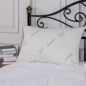 Bamboo Memory Foam Pillow with Removable Cover (Color: White/Green Accents, size: Standard/Queen (Pack of 1))